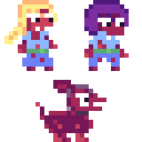 Pixel art characters by Noisechip.